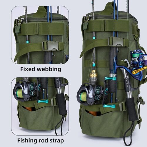 Angelrucksack mit Rutenhalter details