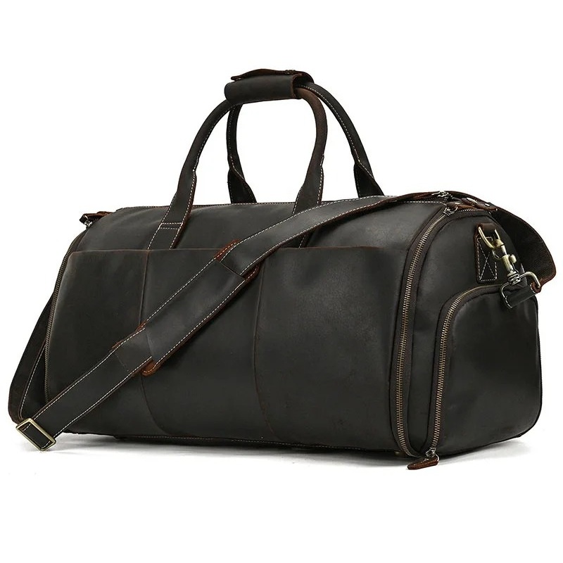 Leder Weekender Herren Damen dunkelbraun