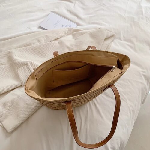 Große strandtasche, Korbtasche Shopper innen