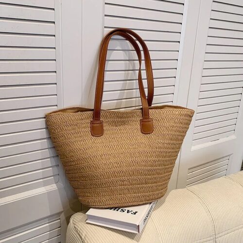 Große strandtasche, Korbtasche Shopper dunkel