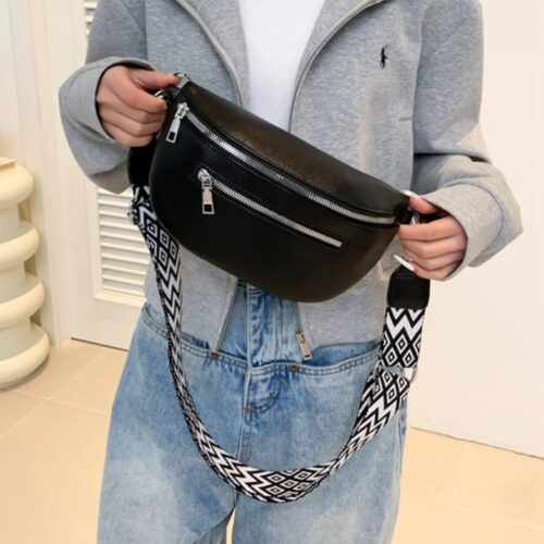 Bauchtasche damen, kleine Gürteltasche Damen Leder mit einer person auf den händen