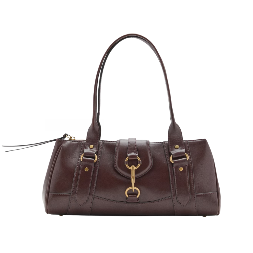 Mango Schultertasche dunkelbraun